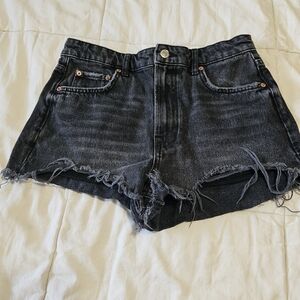 Zara Black Distressed Jean Shorts